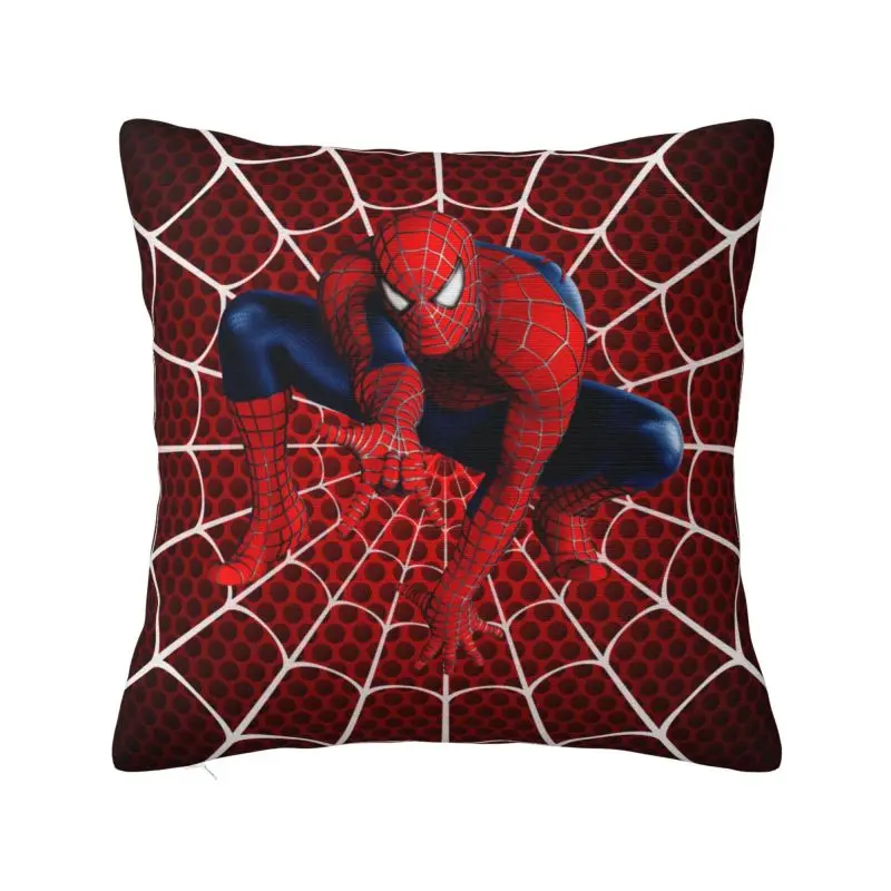 Funda de cojín personalizada de Spiderman, funda de almohada de poliéster, decorativa para el hogar, sofá y silla, 45x45 cm