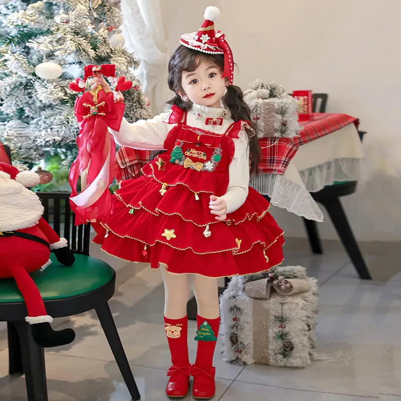 

Christmas Children's Kawaii Lolita Dress Girl's New Cosplay Anime Cartoon Puff Dress Fashion Soft Sweet Princess Dress Kids Gift