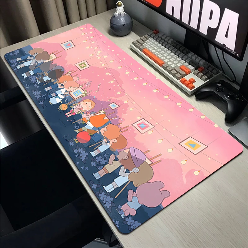 

Kawaii Animal Mousepad Manga Cute Mouse Pad Computer Gaming Accessories Table Mats Laptop 900x400mm Carpets Overlock Desk Mat