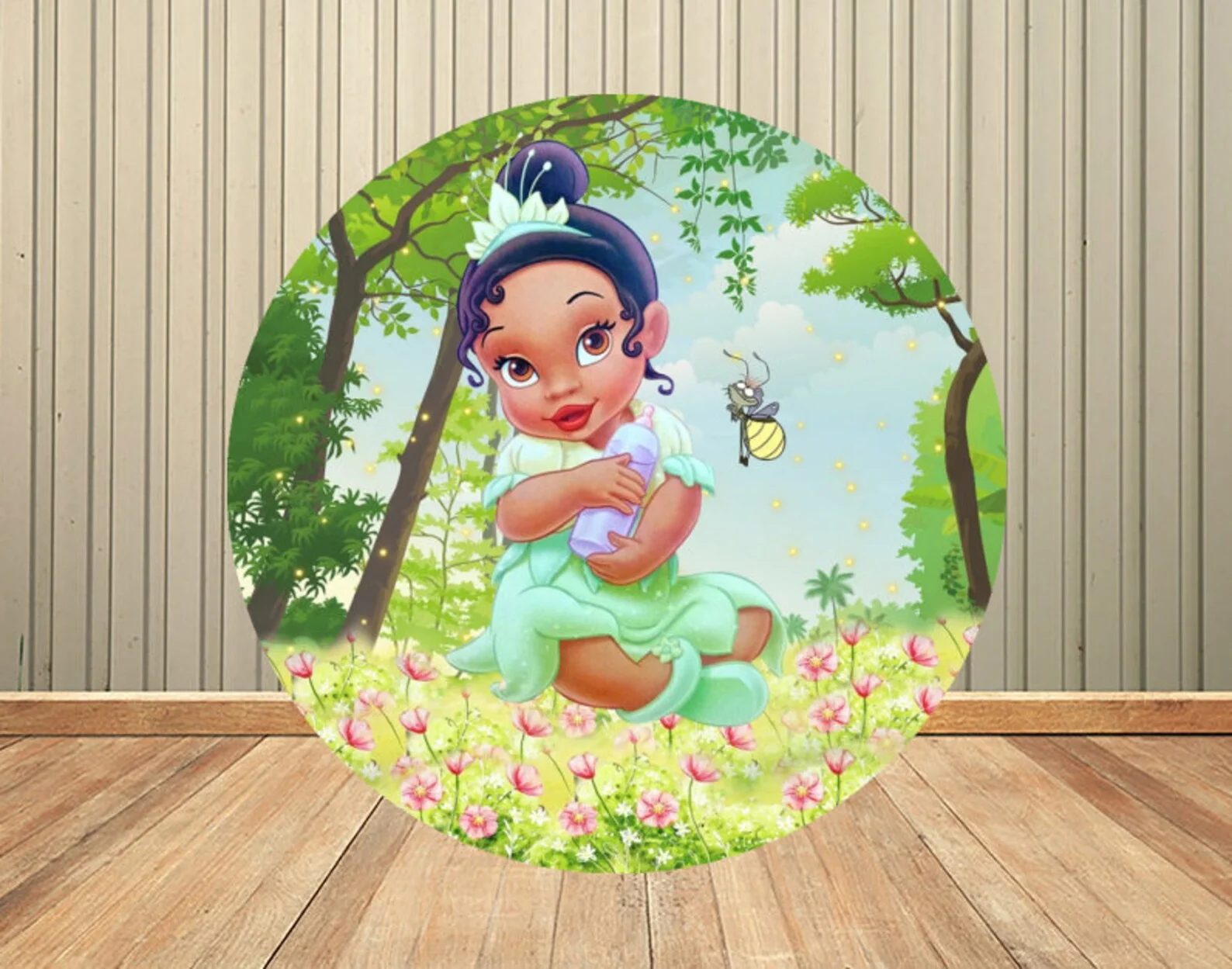 Disney  Princess And The Frog Cartoon Custom Baby Tiana Birthday Party Decor Round Backdrop Circle Girl Baby Shower Photography