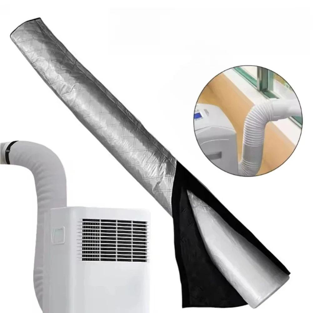 Portable AC Insulation Sleeve for Exhaust Hose 5 inch 6 inch Diameter Heat Resistant Cover Aluminum Foil Cotton Oxford Cloth