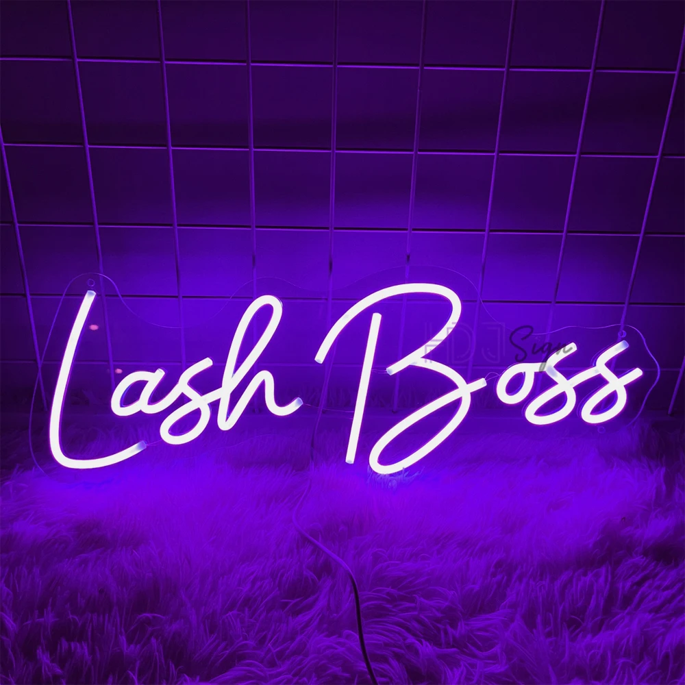 Lash Boss letrero de neón para decoración de habitación, luces de neón para colgar en la pared, lámpara de noche abierta para salón