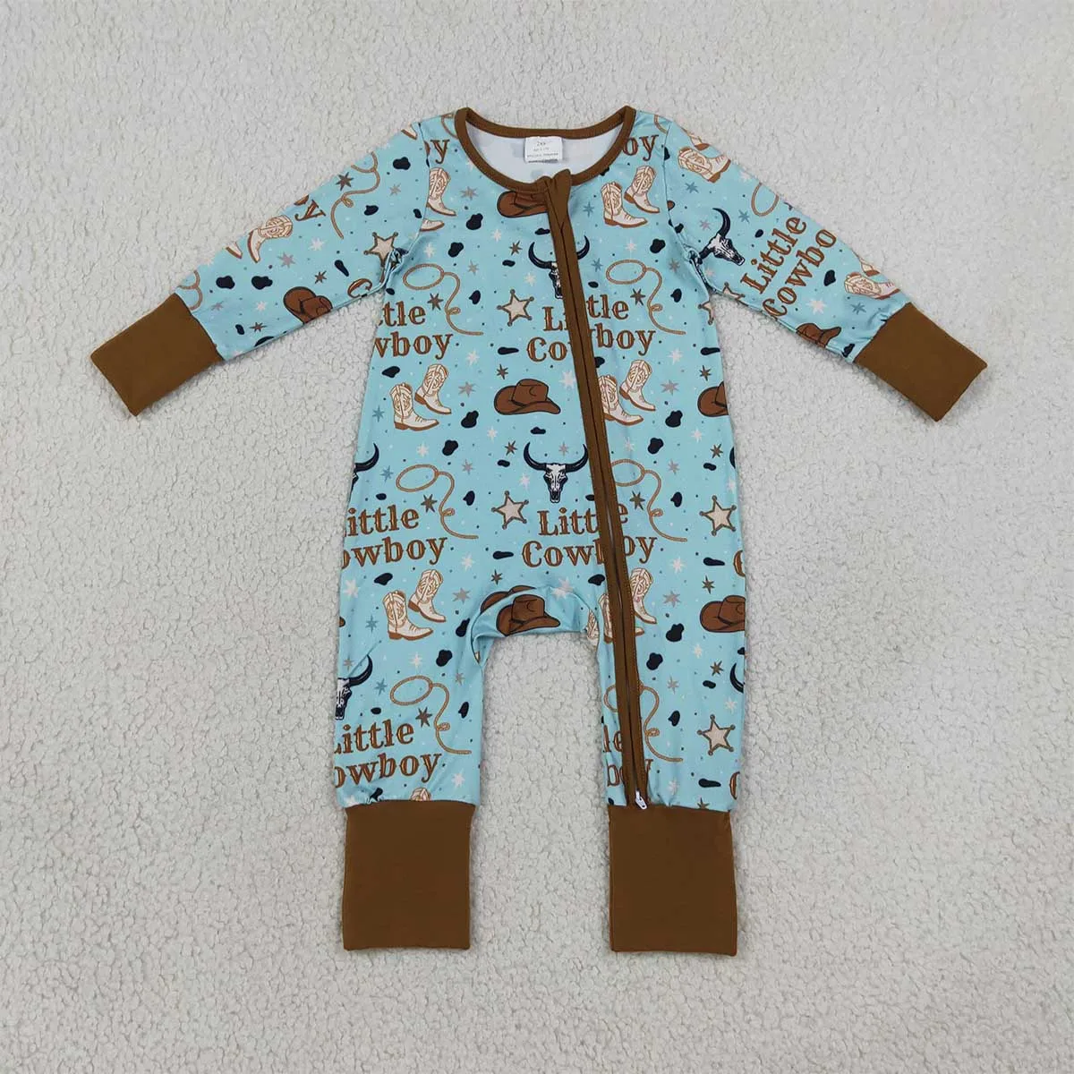Newborn Sleepers Cute Baby Boy Little Cowboys Boots Western Two Way Zipper Convertible Boys Rompers Kids Onesies Wholesale
