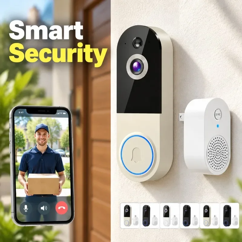Wireless Video Doorbell, Smart Home Visual Intercom, Outdoor HD Security Camera with Night Vision Two Way Audio Motion Detection