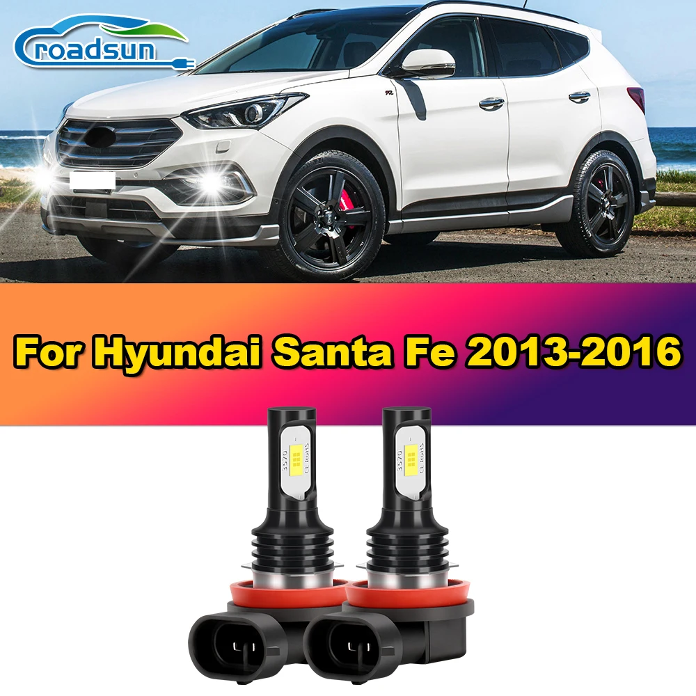 

ROADSUN 12V Plug And Play 100W Car Fog Lights 12000LM Plug And Play Auto Fog Lamp 6000K For Hyundai Santa Fe 2013 2014 2015 2016