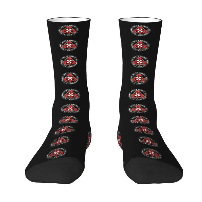 Calcetines de vestir con logotipo de videojuego personalizados para hombre y mujer, calcetines cálidos de moda Delta Hawks Gamer Crew