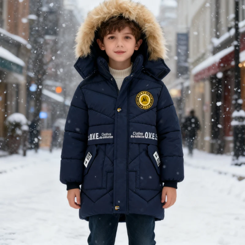 Winter Kleinkind Junge Parkas Baumwolle Gepolsterte Langarm Baby Jungen Oberbekleidung Mantel Lose Verdicken Warme Kind Junge Schneeanzug Unten Jacke