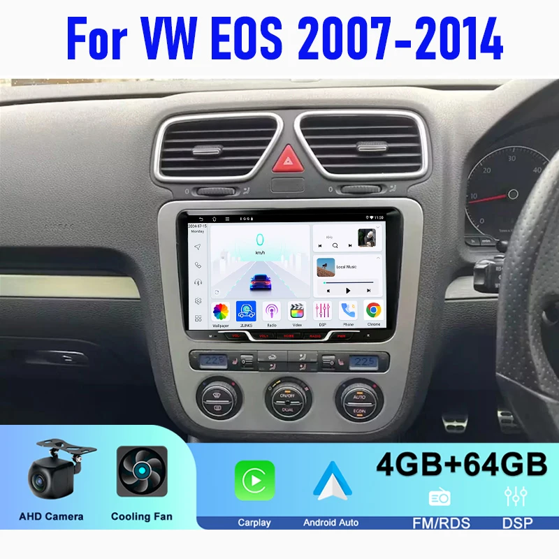 

9'' For VW EOS 2007-2014 Car Radio Stereo Head Unit Carplay Apple Android 13 Intelligent System Multimedia Player GPS BT WIFI