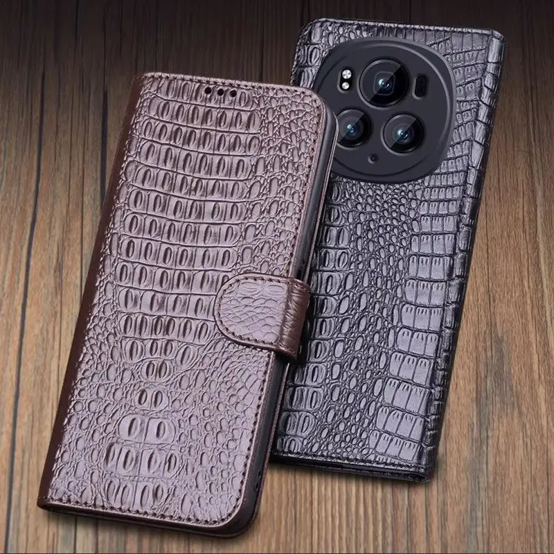 

Wobiloo Luxury Genuine Leather Wallet Cover Business Phone Case For Honor Magic6 RSR Ultimate Card Money Slot Holste Cover