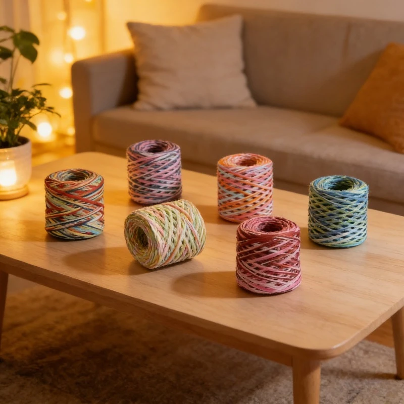 Natürliches Raffia-Strohgarn, 200 m Rolle zum Stricken, Häkeln, Papierfäden, DIY, handgefertigt, Sommer-Sonnenhut, Strandtaschenmaterial