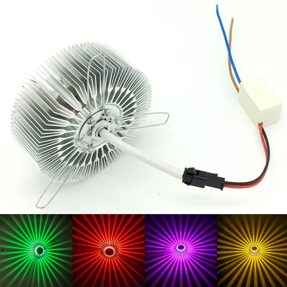 1W 3W LED Wall Light Sunflower Projection Rays AC85-265V Corridor Wall Lamp Warm White/ Blue/ Red/ Green/ Purple/ Yellow