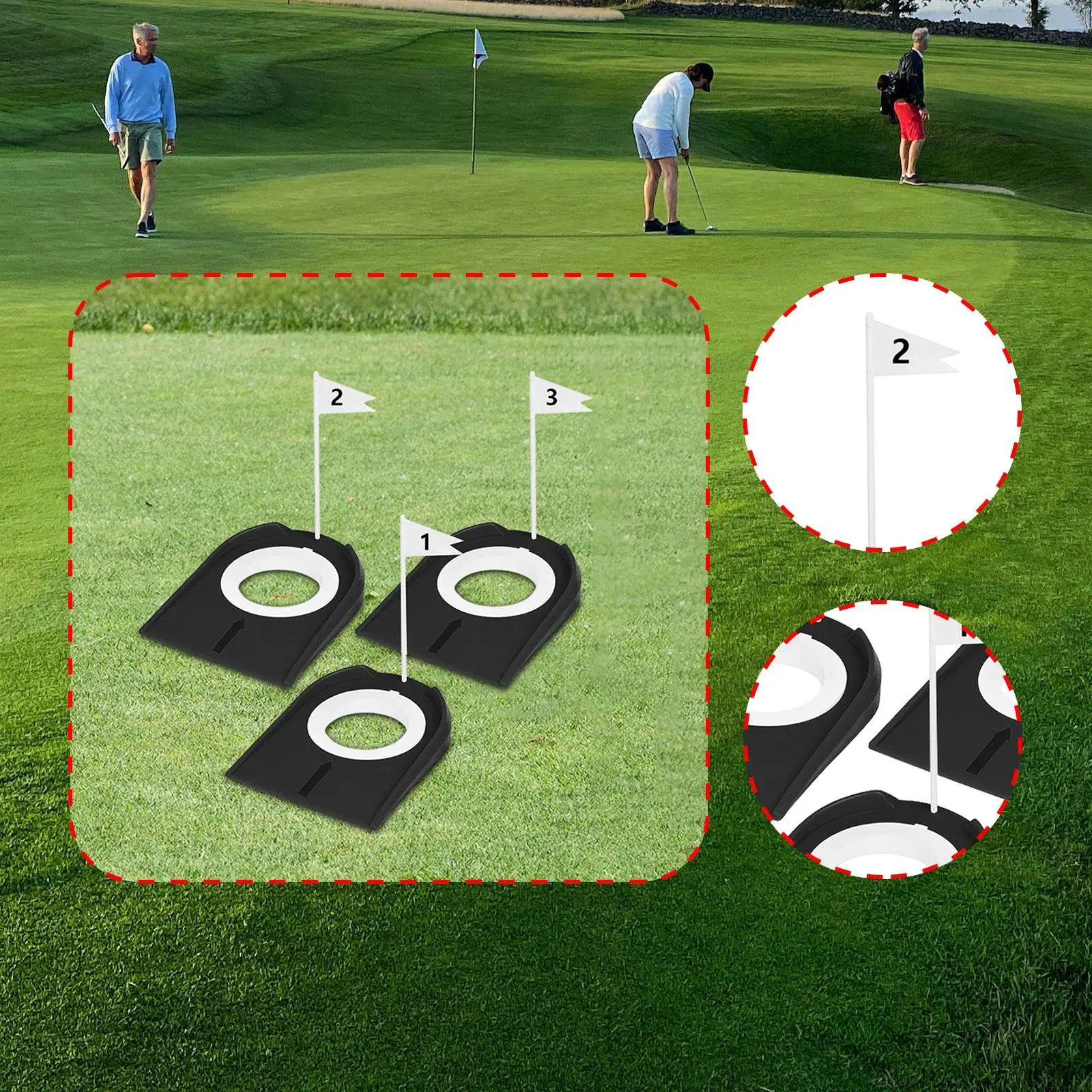 Golf Putting Cups Detachable Practice Tool Portable Training Aid with Flag for Home Golf Putting Trainer