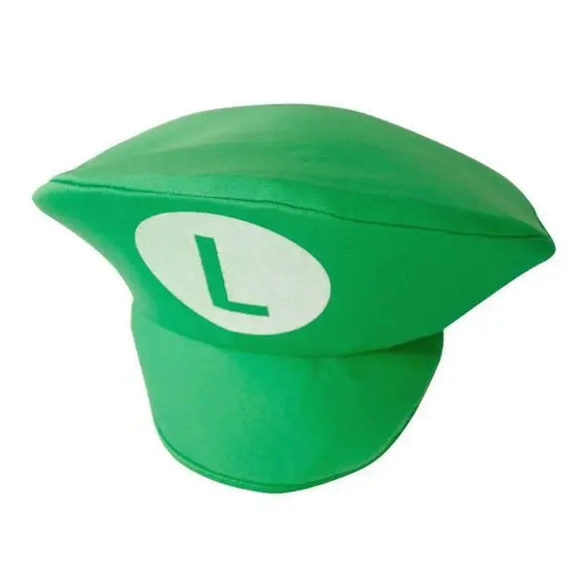 Cartoon Super Game Luigi Bors Red Green Cap With Beard Adult Kids Anime Cosplay Funny Cute Hats Prop Party Outdoor