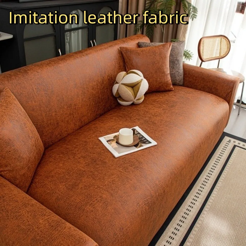 Universal Non-Slip All-inclusive Sofa Cover Leather-Look Washable Elastic Sofa Cover Waterproof Thick Furniture Protector Office