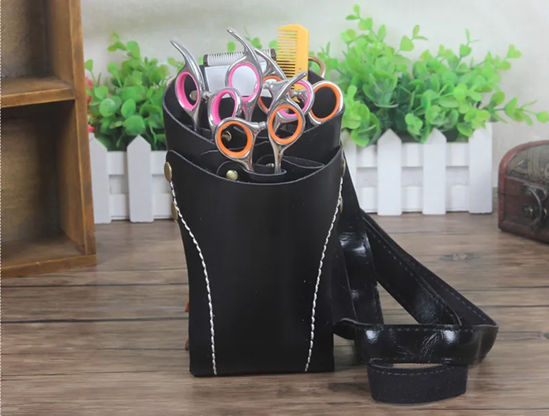 Bolsa de tijeras de moda de PU de alta calidad para peluquería, accesorios de herramientas profesionales, cintura, hombro, barbero