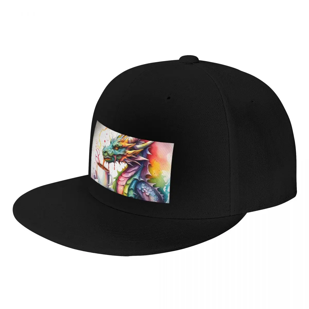 Watercolor Dragon with his Morning Coffee Baseball Cap foam party Hat Military Cap Man Women Beach Fashion Men's