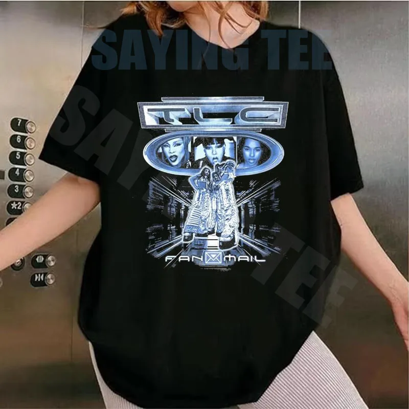 Damen Vintage TLC Musik Mode Kurzarm T-Shirt Y2k Persönlichkeit R&B Rock Musik Konzert Streetwear Kleidung Freizeitoutfit – Detail 9