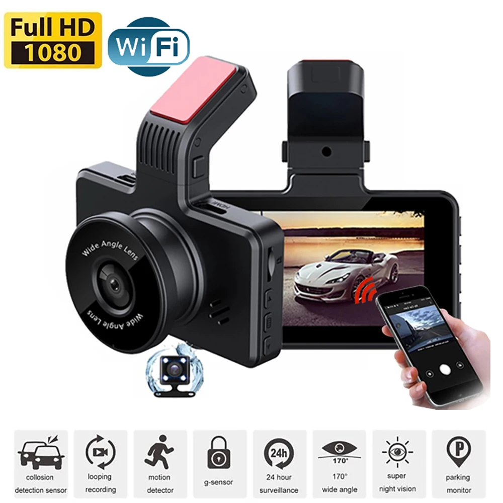 

Car DVR WiFi Full HD 1080P Dash Cam Rear View Reversing Car Camera Video Recorder Night Vision Dashcam Car Accessories Black Box