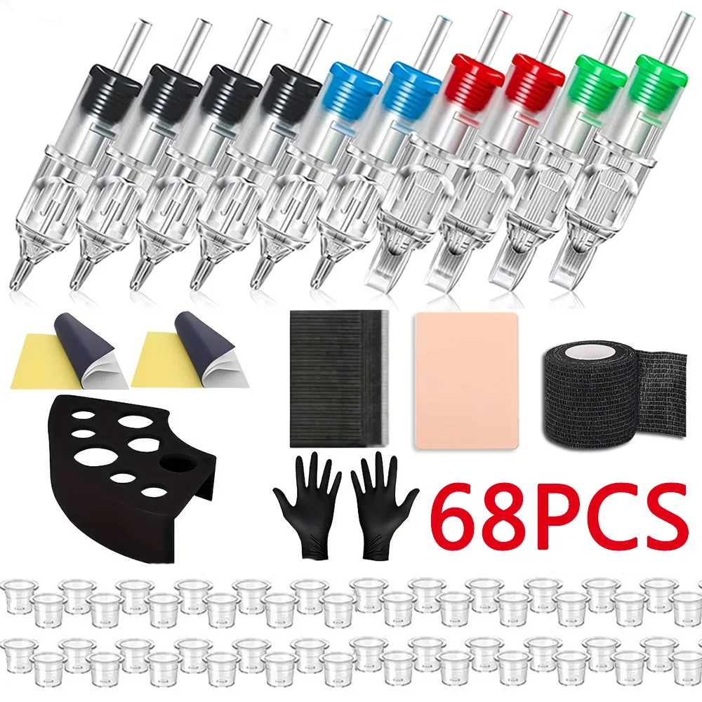 

Набор аксессуаров для татуировок: 10 игл для тату, бумага для переноса изображений на кожу, стаканчики для чернил. Подходит для тату-оборудования.