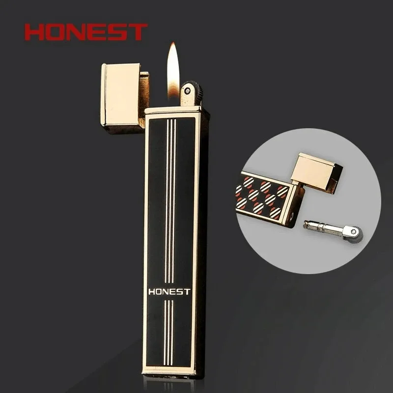 

Kerosene Lighters Clear Ping Sound Grinding Wheel Flame Cigarette Lighter Ultra-thin Windproof Cigarette Lighter for Boyfriend