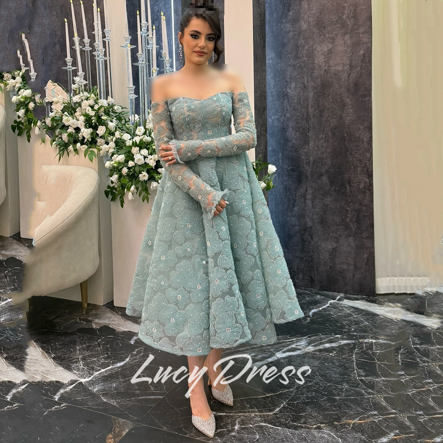 Lucy Abito da festa personalizzato Abiti da sposa e abiti da sera 2025 Abito da donna per occasioni speciali Abiti da ballo in tessuto floreale