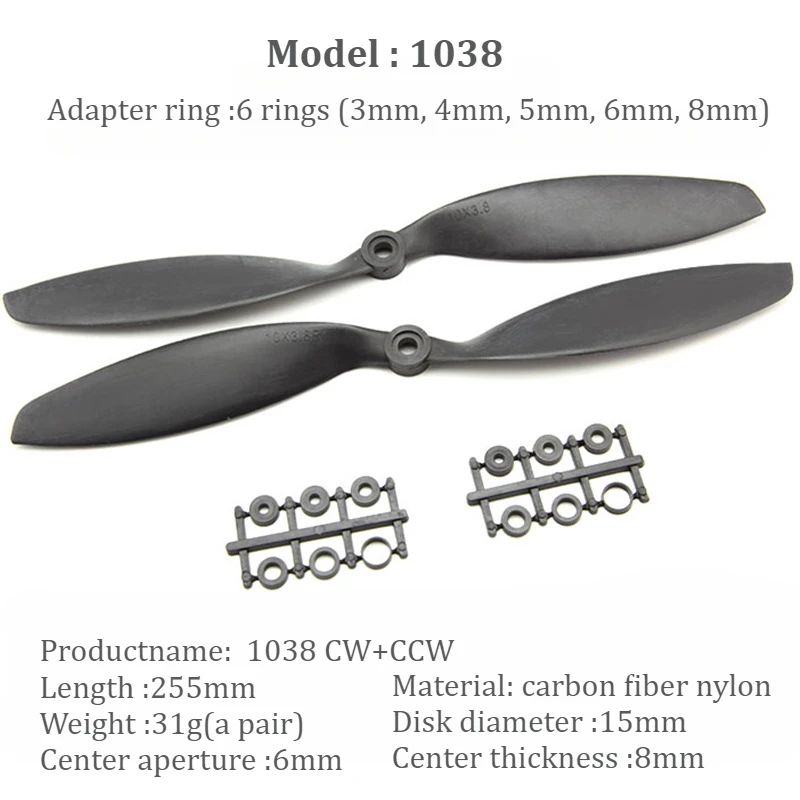 1 paar Gemfan Carbon Fiber Nylon CW CCW Propellers 8038 8045 9047 1038 1045 1147 1238 1245 1447 PROP voor RC vaste vleugel vliegtuigen