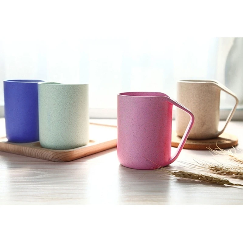 4 Colors Eco-friendly Healthy Wheat Straw Biodegradable Plastic Cup Mug for Kitchen Water Coffee Milk Juice Tea