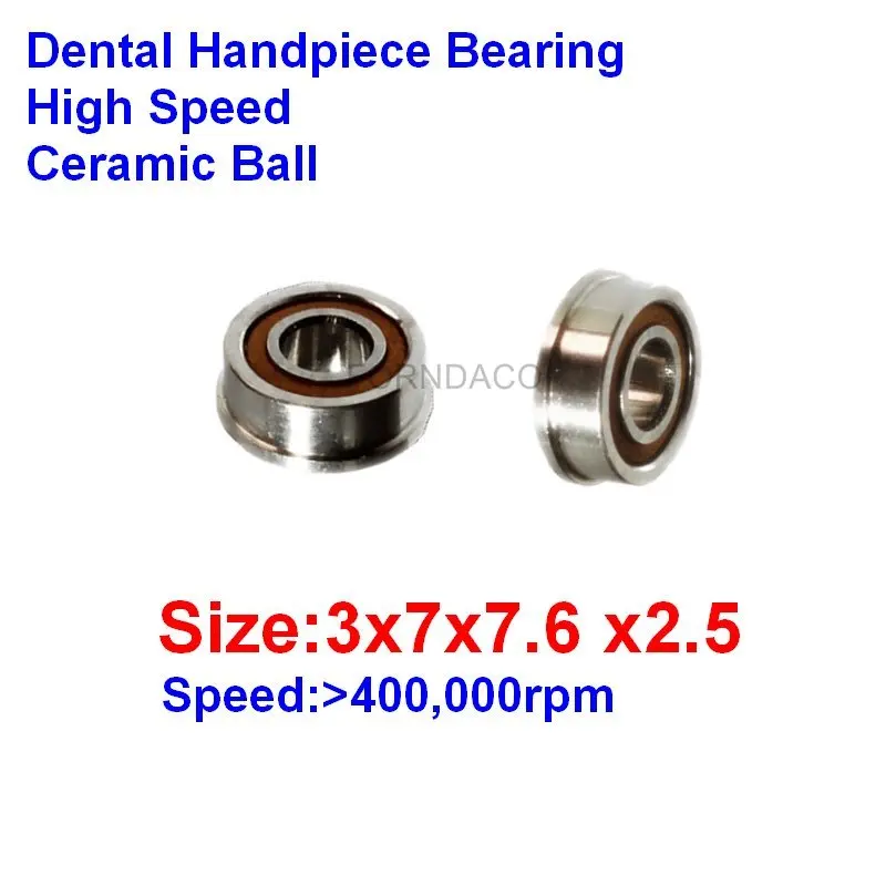 10pcs Dental Bearings High Speed Handpiece 3x7x7.6 x2.5 Angular Contact Bearing Ceramic Ball Flange Russian Handpiece