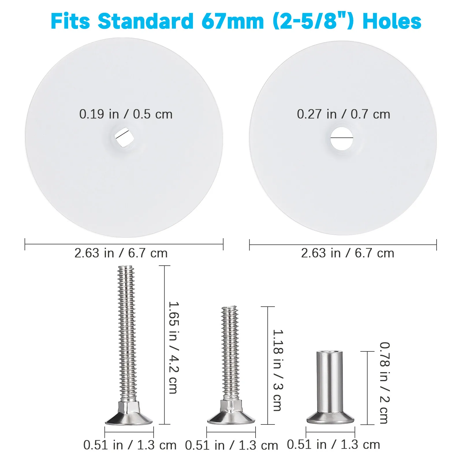 1Set Stainless Steel Door Hole Cover Plate Universal 67Mm Round Escutcheon Plate Screw Mount Deadbolt Hole Filler for Wooden