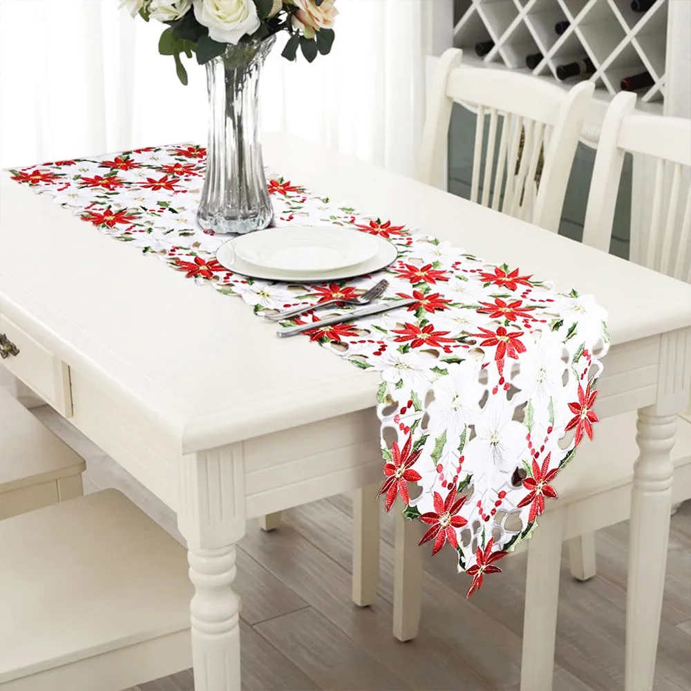 Mantel bordado para fiesta en casa, Año Nuevo, restaurante, banquete, camino de mesa, mantel