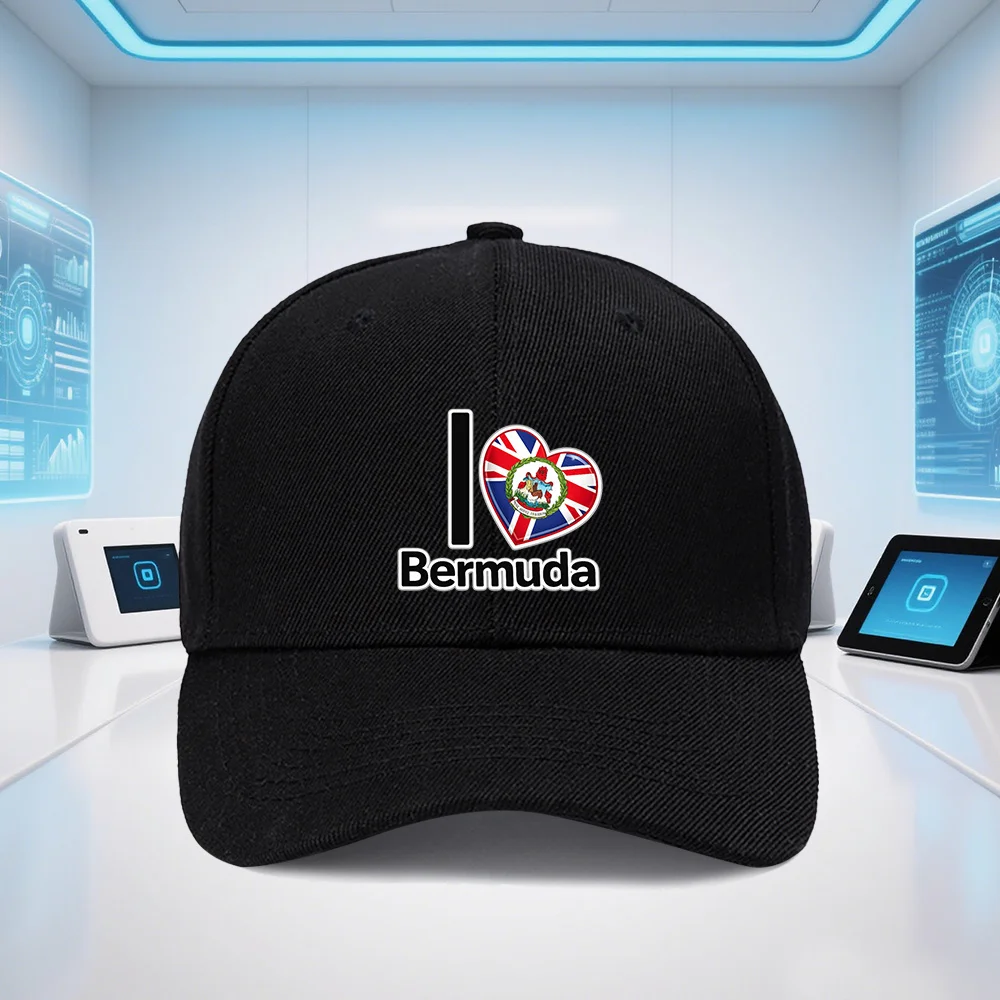 1 gorra de béisbol ajustable con estampado de "I Love Bermuda", estilo deportivo unisex para exteriores, un regalo ideal para ceremonias de graduación, Con