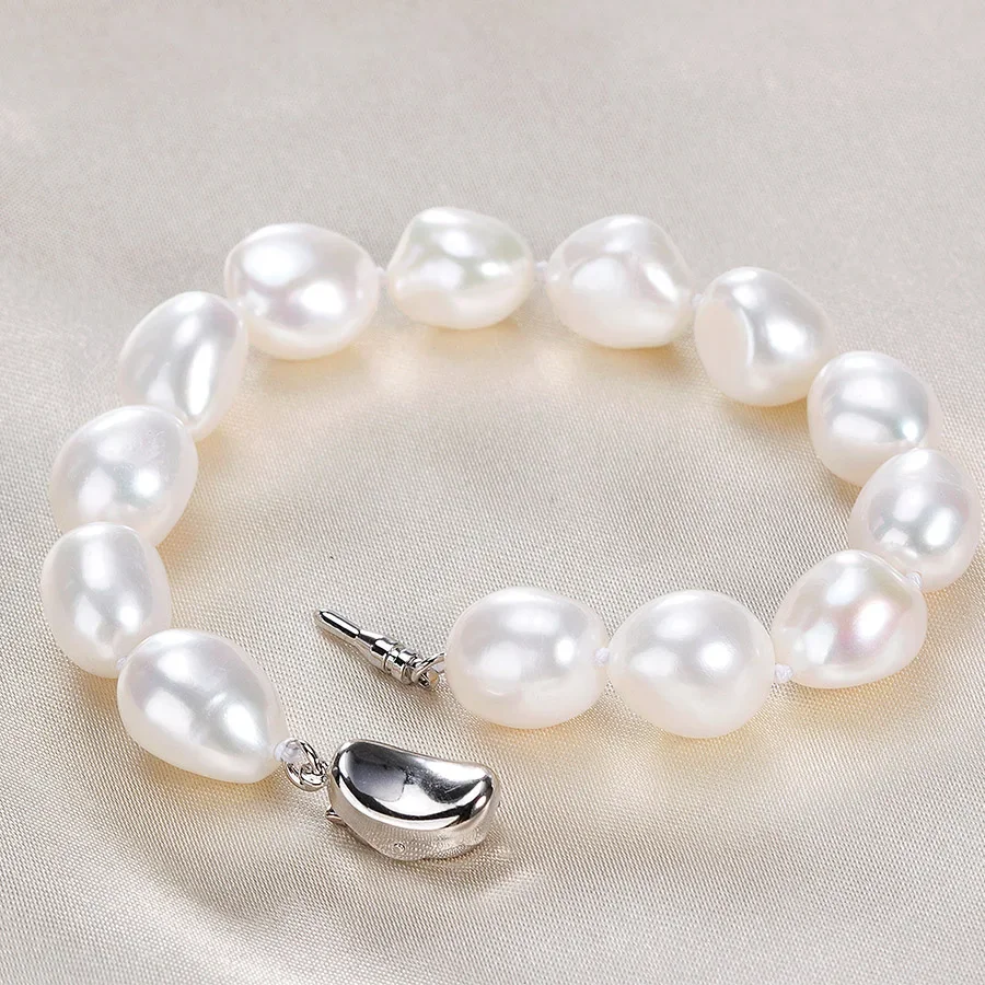 HENGSHENG Real White Natural Baroque Pearl Necklace&Bracelet Jewelry Sets 7-8mm Freshwater pearl Jewelry For Women Gift New.