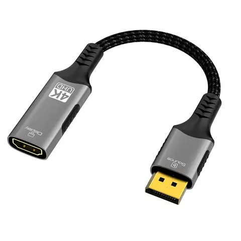 4K DP to HDMI Adapter Cable Male to Female4K@60Hz 21.6Gbps Supports DP to HDMI unidirectional transmission For PC Laptop TVs