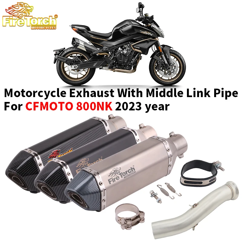 

Motorcycle Exhaust System Escape Muffler Removable DB Killer With Middle Link Pipe Slip On For CFMOTO 800NK NK800 NK 800 2023