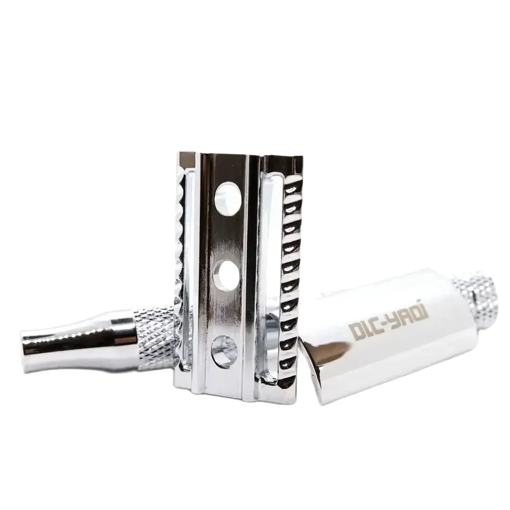 YAQI Double Edge Wet Shaving Chrome Color Safety Razor Shaving Products Steel Men Gift Razor Razor Wet Shave Tools