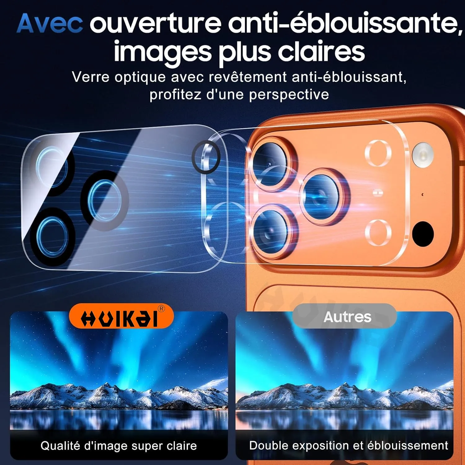 ฟิล์มกันรอยเลนส์กล้องสำหรับ iPhone 17 Pro Max 17 Pro 17 Air แพ็ค 3 ชิ้น ป้องกันการตกกระแทก  แบบใส 9H  กระจกนิรภัย