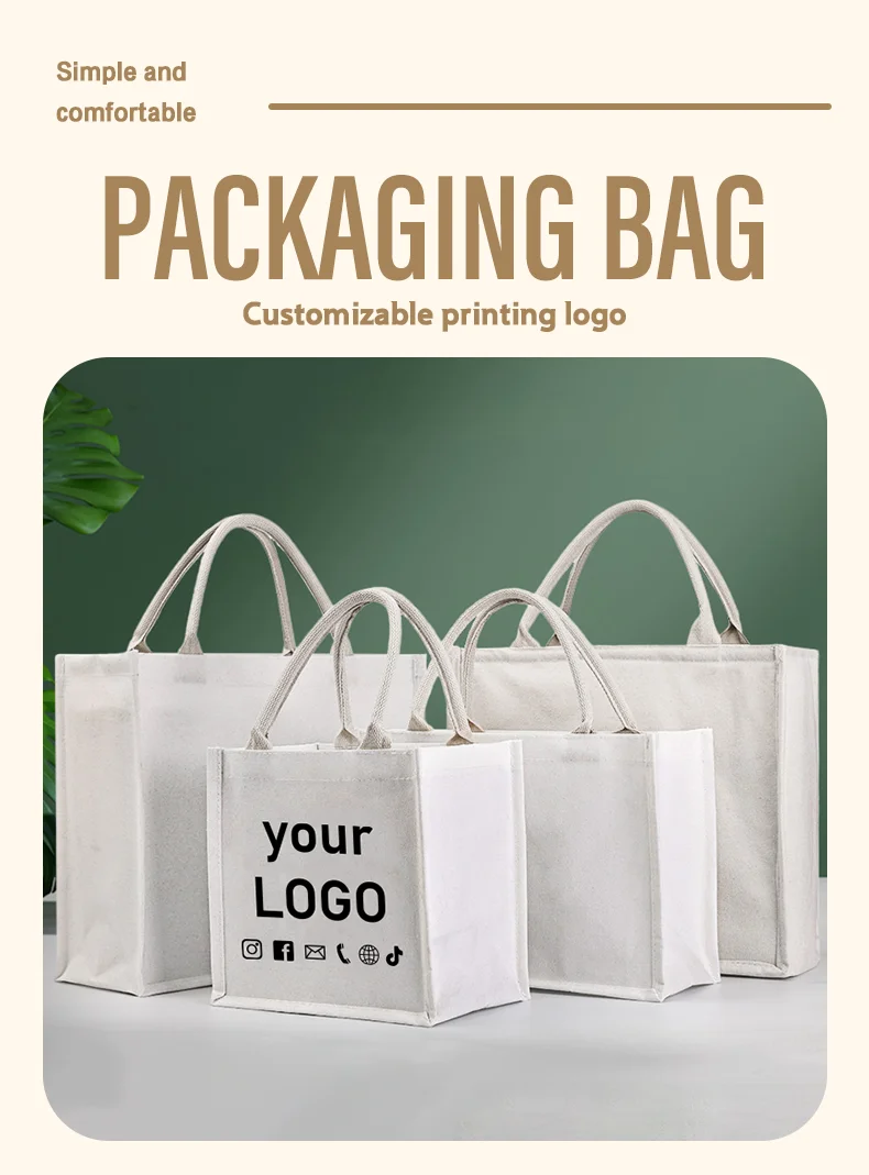 10 Stück Weiße Leinentaschen, Individuelle Hochzeits- und Partygeschenktaschen, DIY-Einkaufstaschen, Große Tragetaschen mit Individuell Bedrucktem Logo – Detail 1