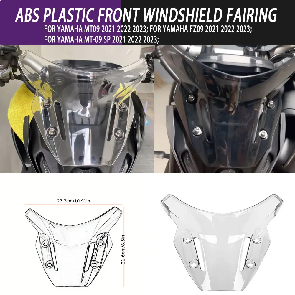 

For YAMAHA MT09 FZ09 MT09 SP 2021-2023 Motorbike Motorcycle Accessories Front Screen Windscreen Deflector Protector ABS Plastic