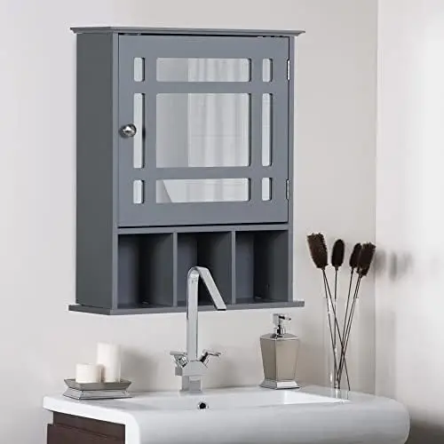 

Sophia & William Medicine Cabinet with Mirror, Bathroom Wall Mounted Cabinet with Single Mirrored Door, Adjustable and 3 Op