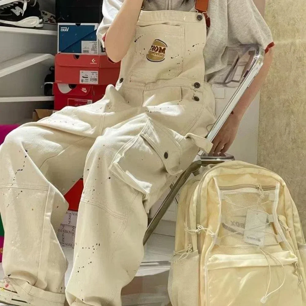 

Casual Women Pockets Loose Suspender Denim Overall Trousers Jean Jumpsuits Women Overalls Jean Suspender Pants mon jeans