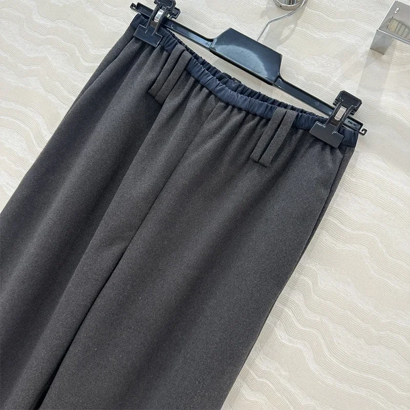 R0W*2024SS Vintage Twill Elasticated Waist Draped Silk Trousers Woman's Casual Jogging Pants Y2k Women's Clothing