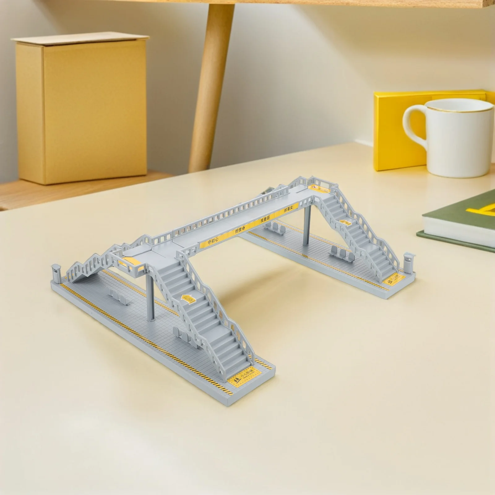 

Self Assemble Plastic Pedestrian Footbridge City Traffic Sand Table Railway Layout Kit Miniature Overhead Footbridge Ornament