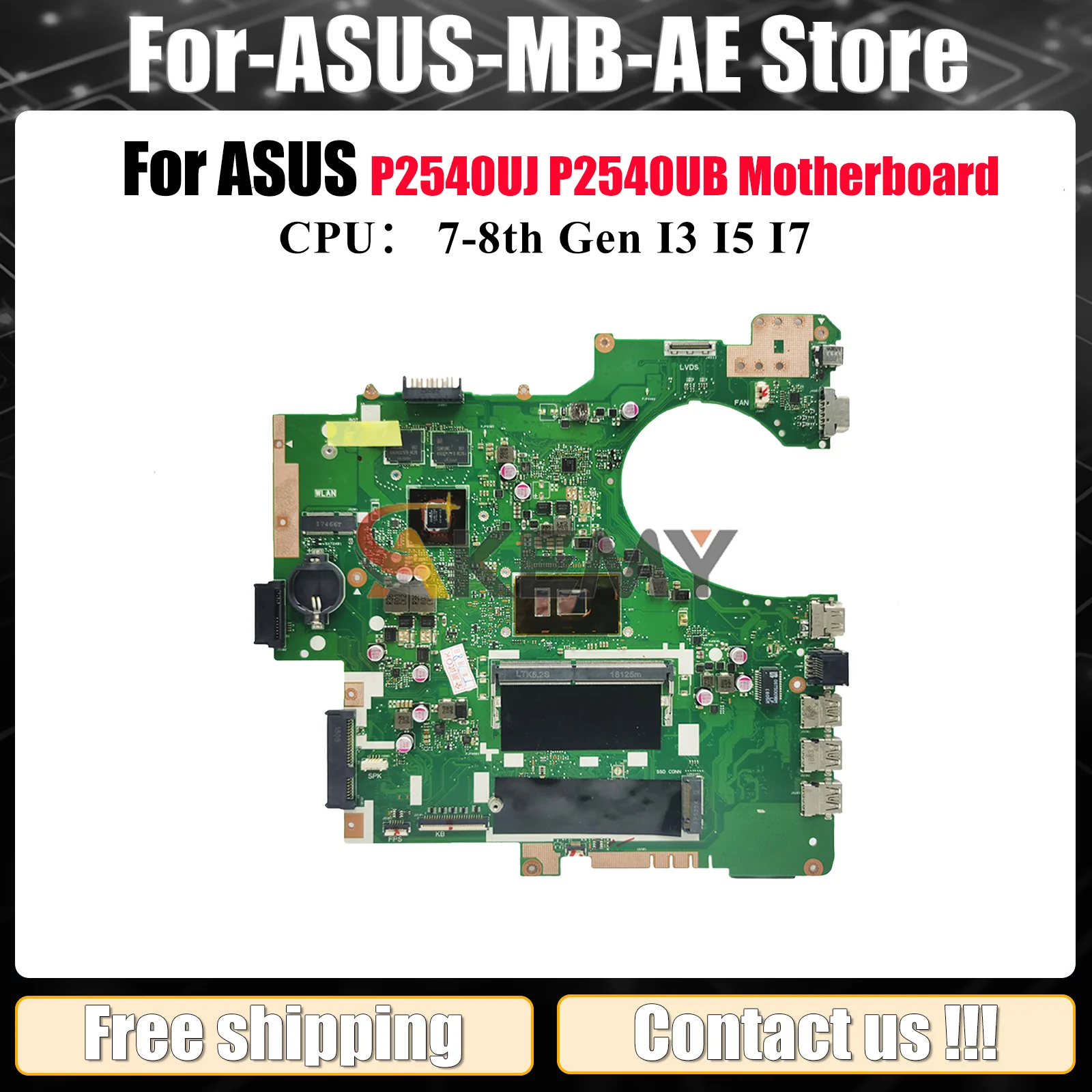 

P2540UB Laptop Motherboard For ASUS ProArt P2540UB P2540U P2540UJ Notebook Mainboard With I3 I5 I7 CPU 100% tests OK fast ship