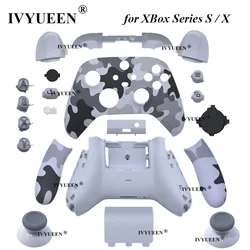 IVYUEEN carcasa de repuesto para Xbox Series X S Core Controller, cubierta de placa frontal de camuflaje gris, RB LB RT LT, botones de disparo Mod