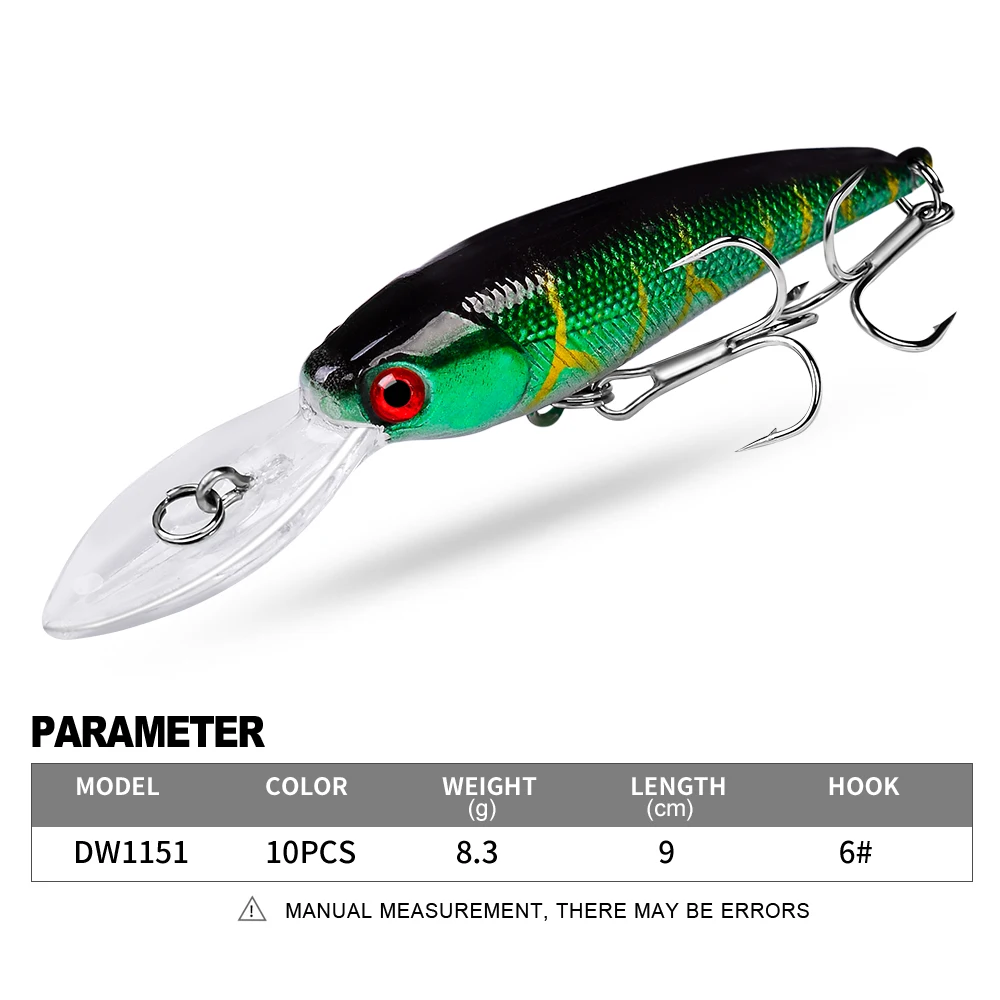 Proberos Floating Minnow, Fishing Lure 90mm 8.3g Artificial Hard Baits for Pesca Walleye Northern Pike Sturgeon