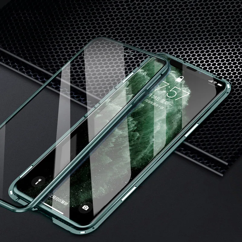 360 Metal Magnetic Case For iPhone 13 12 Mini 11 12 13 14 15 Pro Max Cases For iPhone X XR XS MAX 7 8 Plus SE 2020 Cover Coque