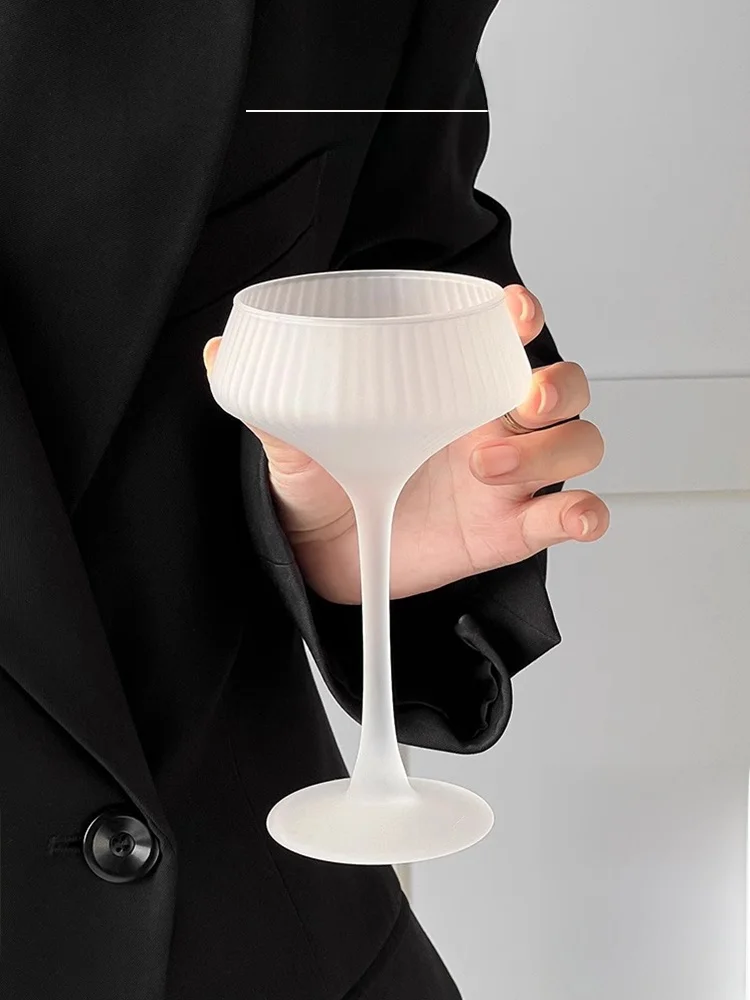 Vietri Mare Highball Glass Matte Stripe Champagne Glass Cocktail Glass Ice Cream Cup Crystal Glassware for Dining And Serving