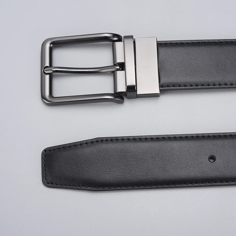 Men's men's belt rotating needle buckle business casual high-end double-sided belt