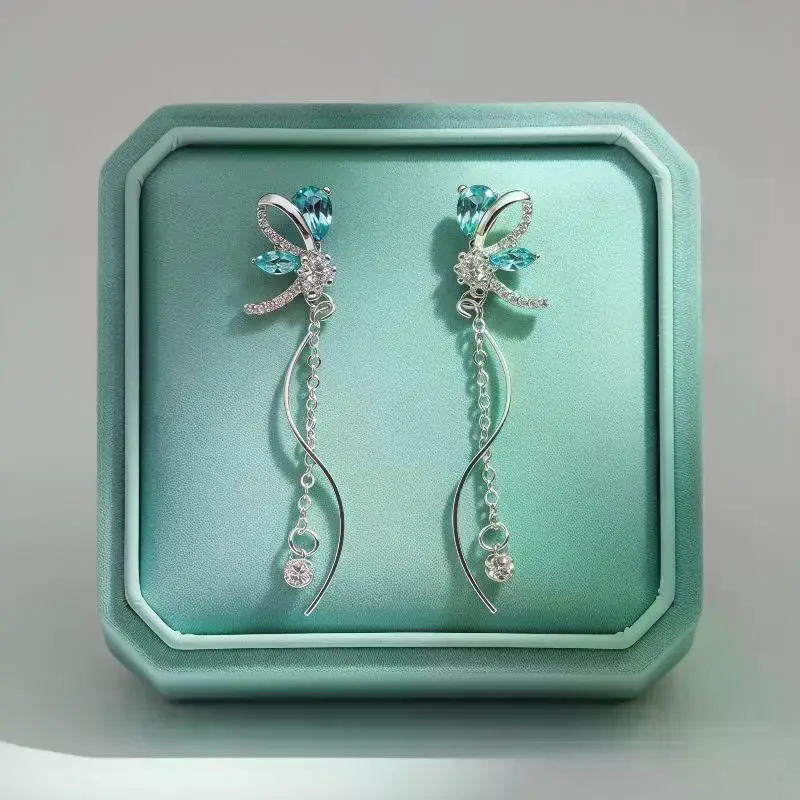 Trendy Dragonfly Tassel Earrings Featuring Rhinestones Ideal for Night Out Looks