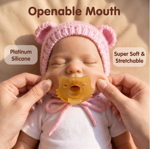 NPK 18inch solid soft platinum silicone pascale mouth opening Q-elastic powder woolen pants doll as a gift for children